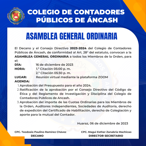 Asamblea General Ordinaria 16/12/2023