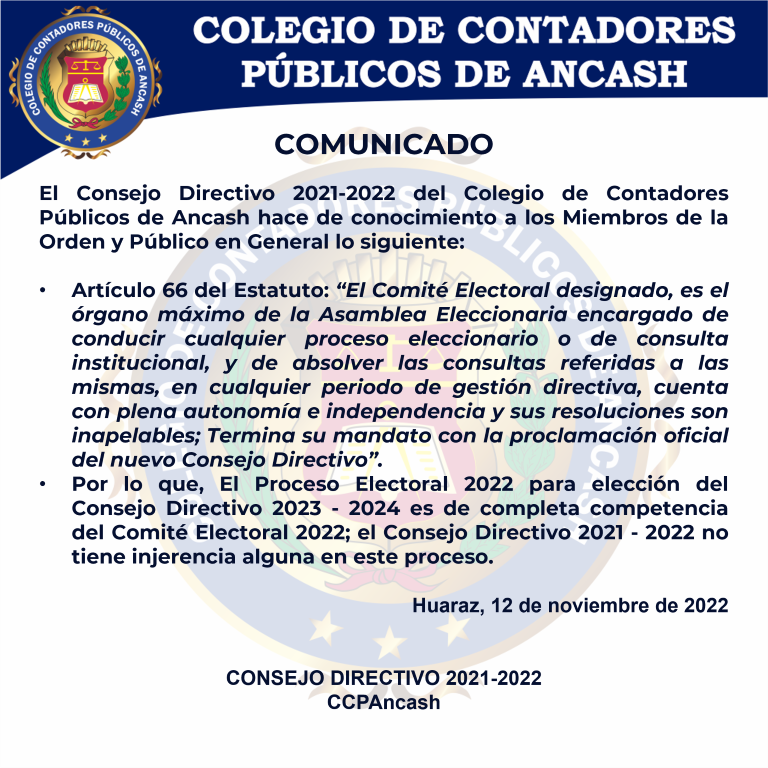 Comunicado Consejo Directivo 2021-2022 - Proceso Electoral 2022