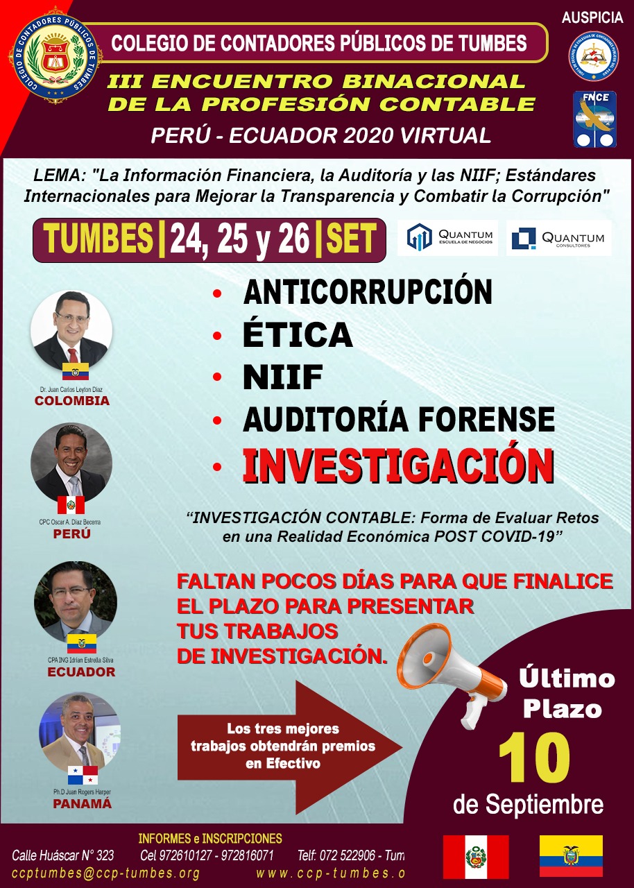 III ENCUENTRO BINACIONAL DE LA PROFESIÓN CONTABLE PERÚ - ECUADOR 2020 14092020