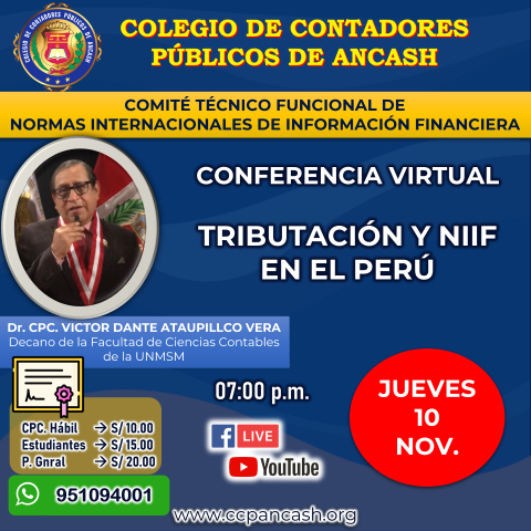 Conferencia Virtual - TRIBUTACIÓN Y NIIF EN EL PERÚ
