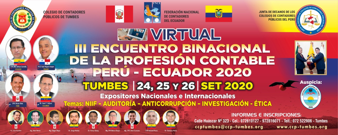 III ENCUENTRO BINACIONAL DE LA PROFESIÓN CONTABLE PERÚ-ECUADOR 2020 - VIRTUAL