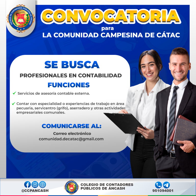 Convocatoria para la Comunidad Campesina de Cátac